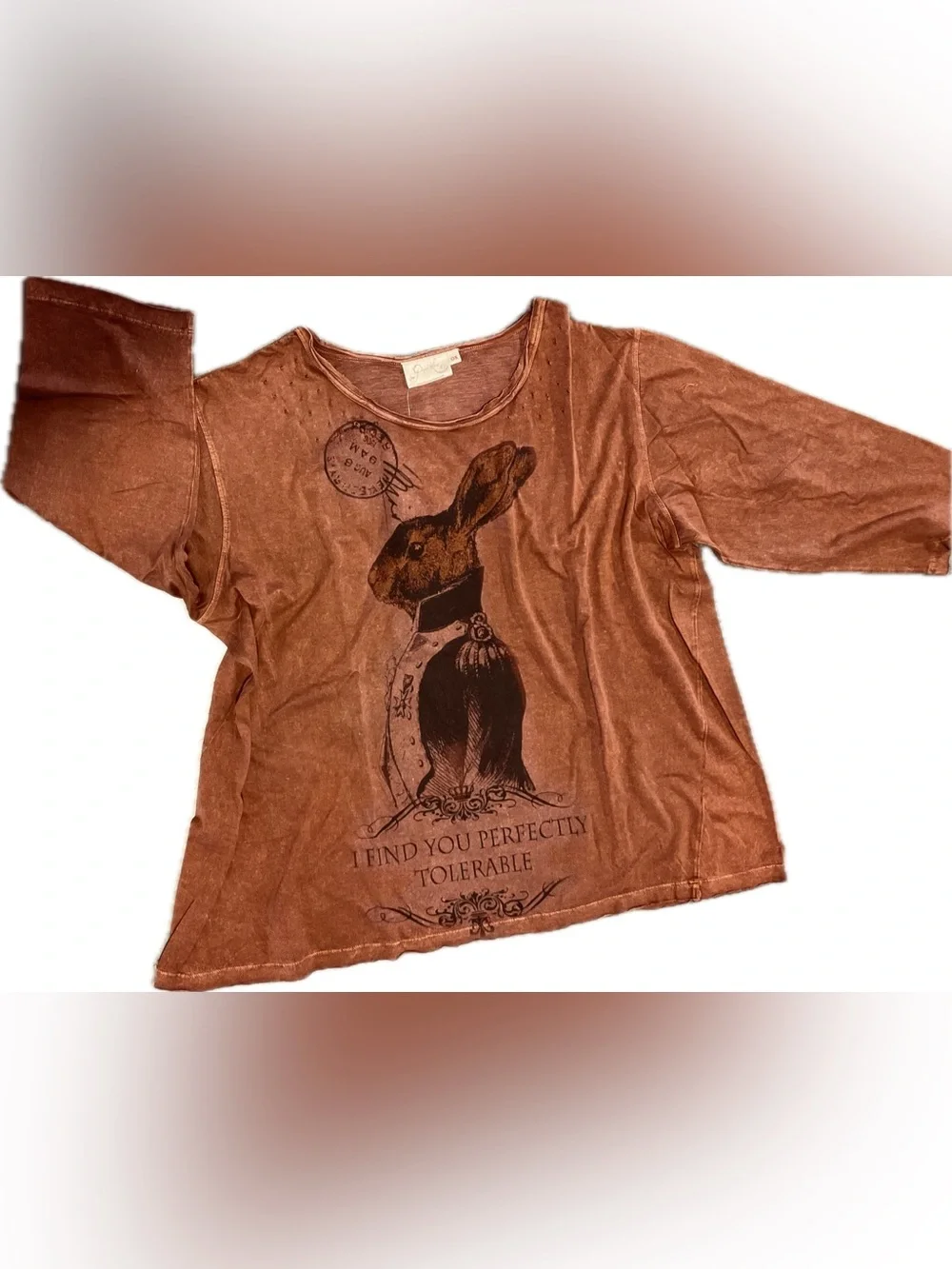 Rustic Brown Graphic Rabbit Long-Sleeve Top - Picture 2 of 3